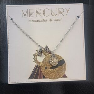 Mercury Silver Tone Necklace with Faux Druzy Pendant
